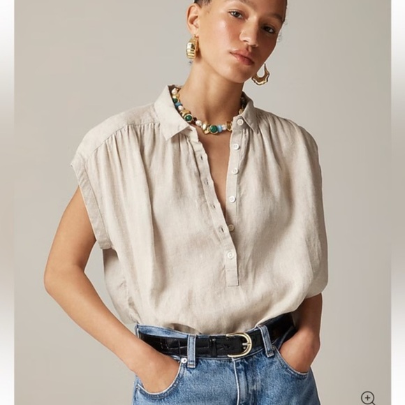 J. Crew Tops - New J. Crew Light Beige Irish Linen Sleeveless Blouse